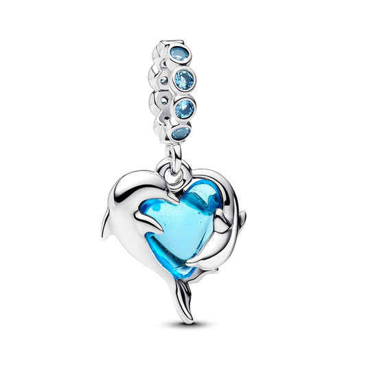 Blue Ocean Heart Charm