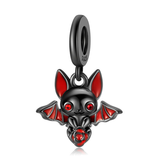 Cartoon Black and Red Bat Charm