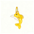 Sunny Yellow Dolphin Charm, yellow enamel dolphin dangle with gold accents