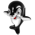 Smiling Orca Charm, black and white enamel orca with a big smile