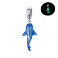 Luminous Whale Shark Charm, blue spotted whale shark dangle that glows in the dark
