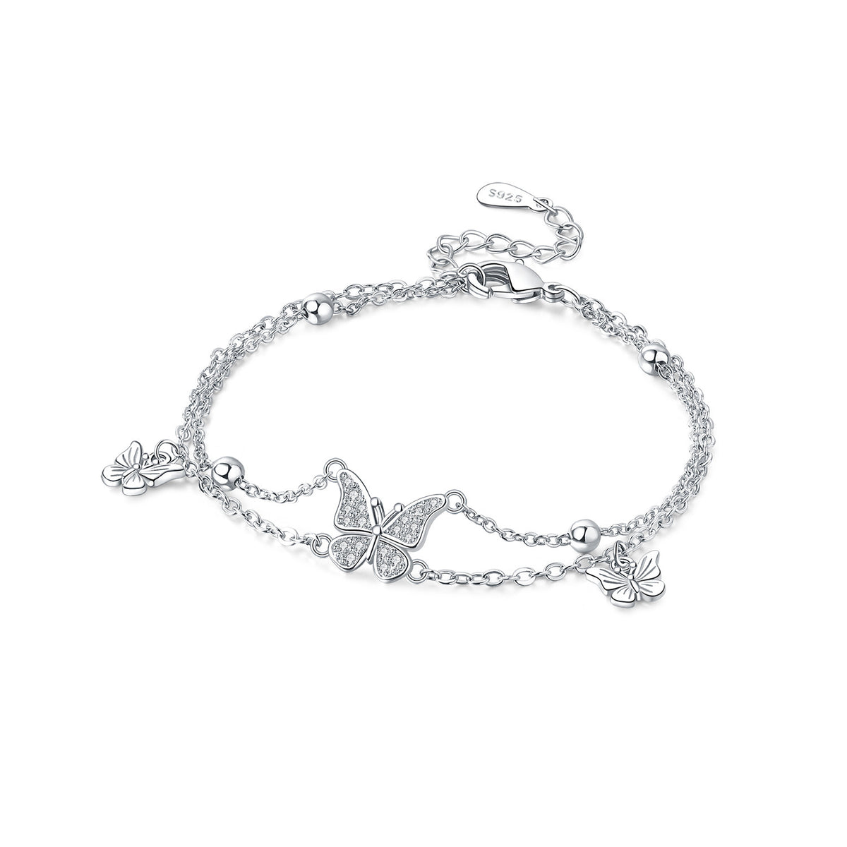 Butterfly Double Chain Bracelet