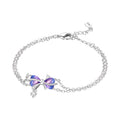 Purple Bow Double Chain Bracelet