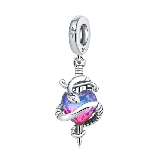 Colorful Heart-Shaped Snake Sword Charm