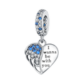 Heart-Shaped Hollow Zirconium Wings Heart Charm