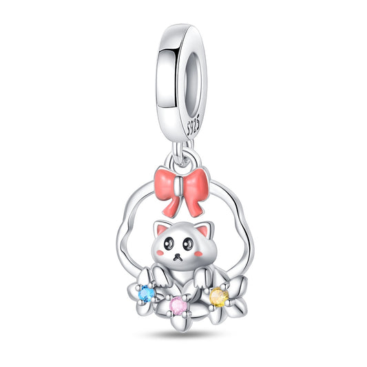 Creative Animal-Flower Basket Cat Charm