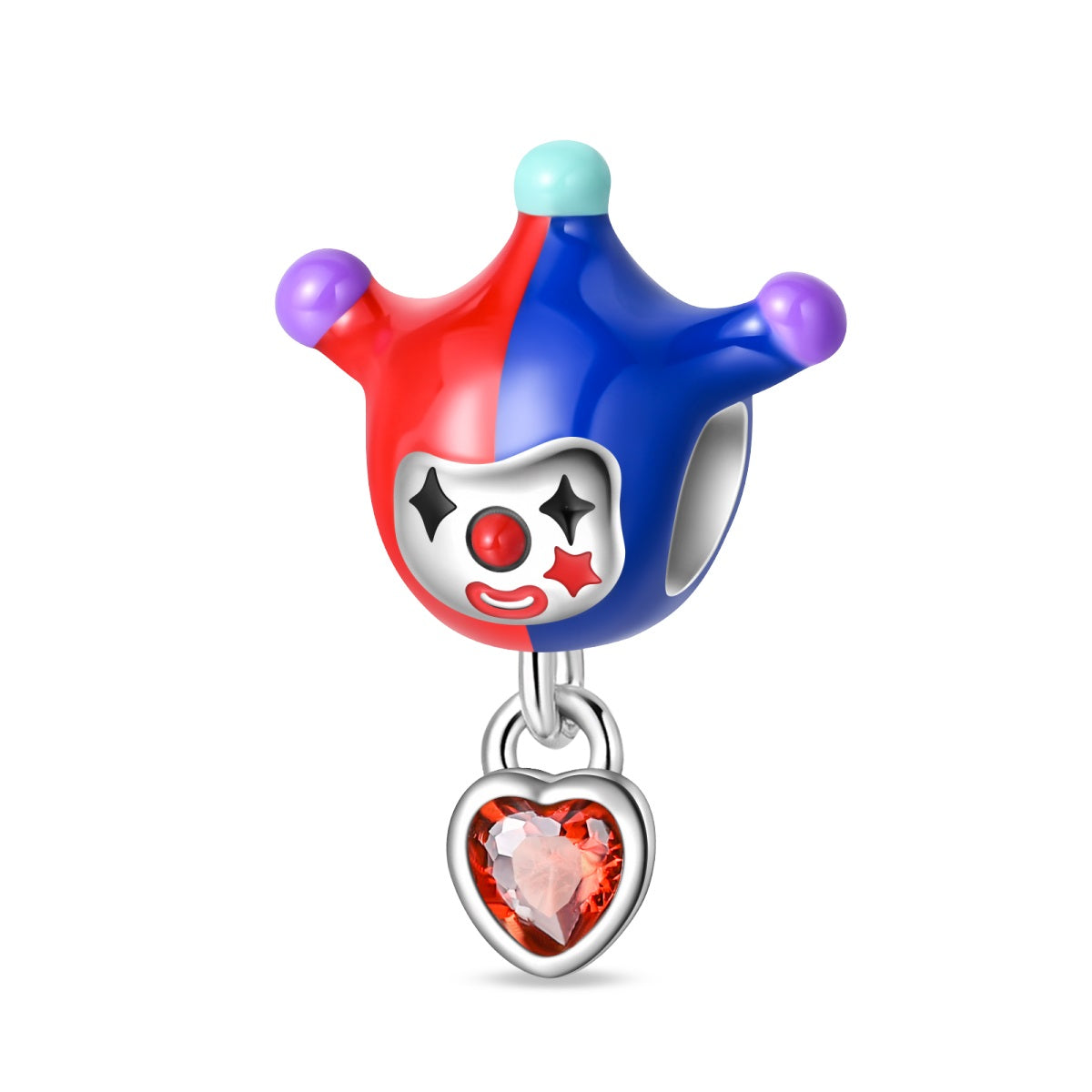 Red Heart Clown Charm