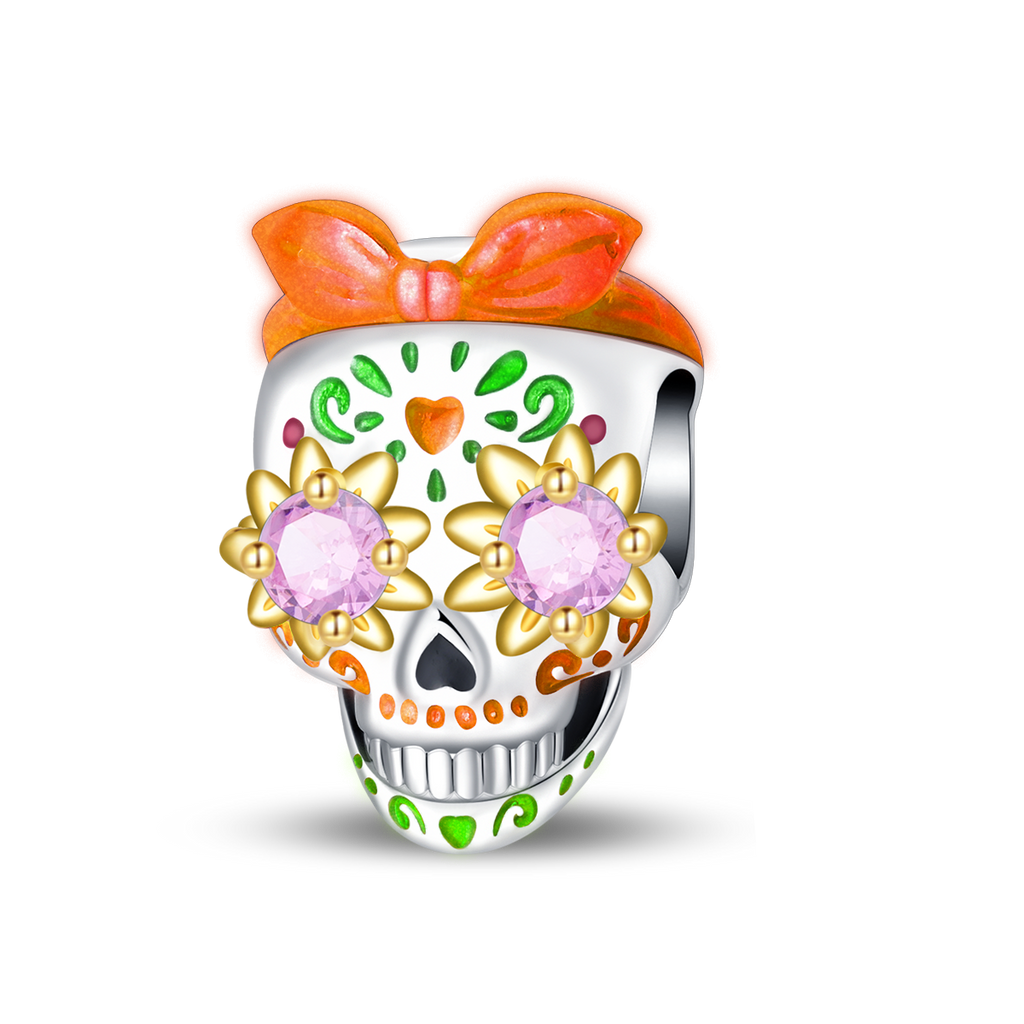 Luminous Pink Skull Beads