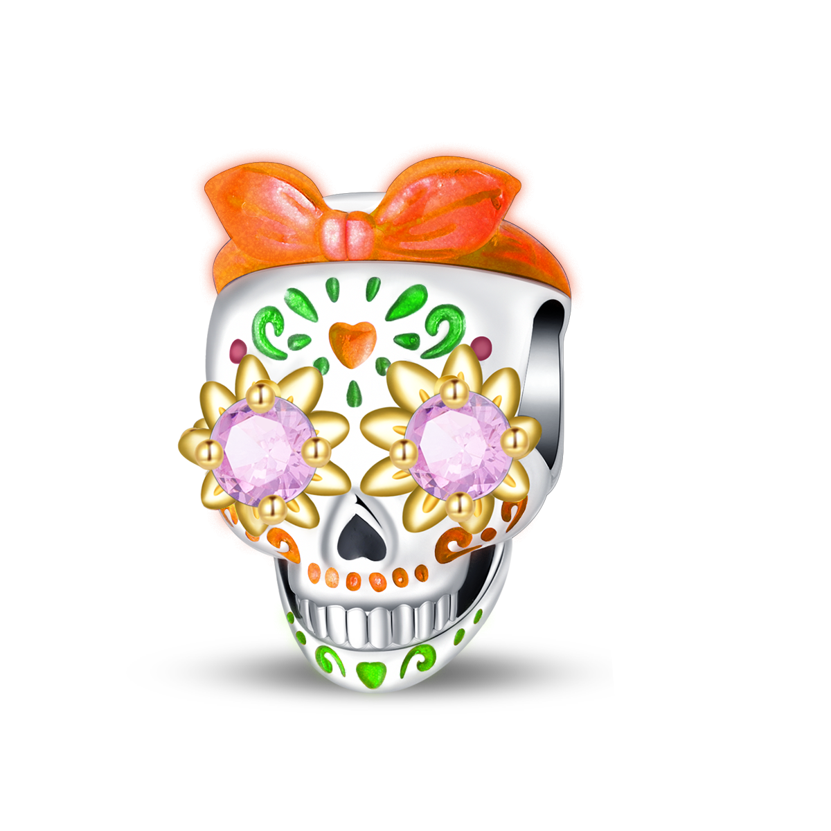 Luminous Pink Skull Beads