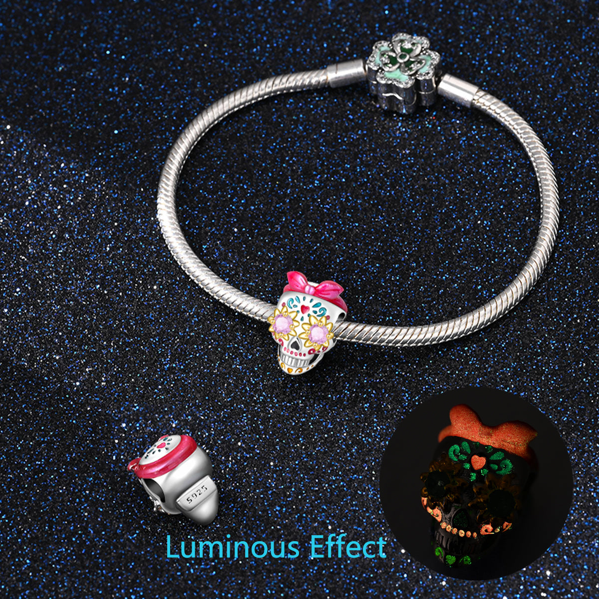 Luminous Pink Skull Beads