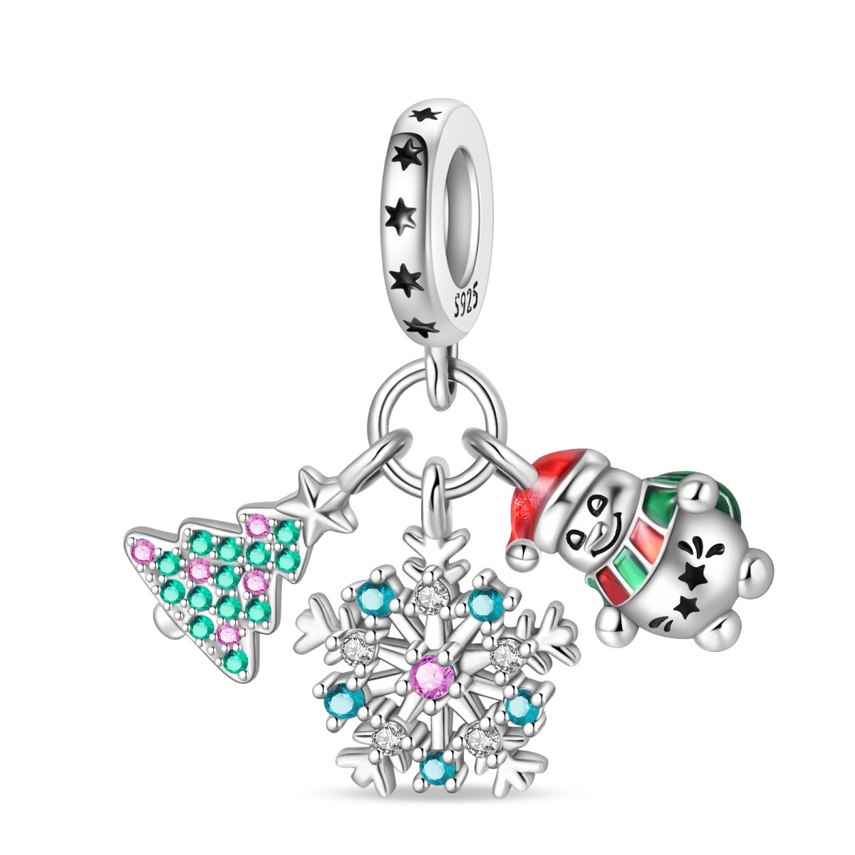 Romantic Snowman 3-Piece Charm Set