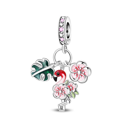 Flamingo Flower Charm