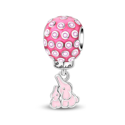 Pink Elephant Hot Air Balloon Charm
