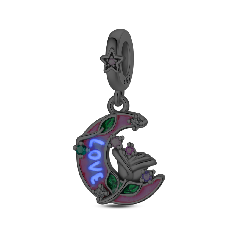 Moon Rose Glowing Charm