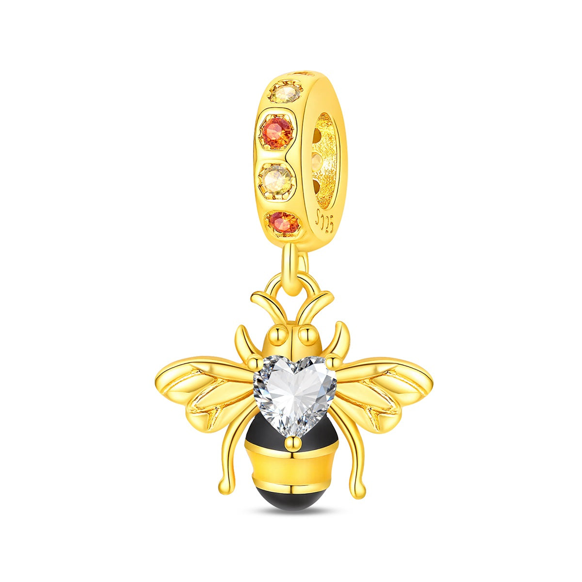 Zirconium Gold Bee Charm
