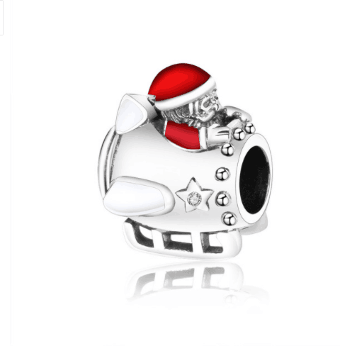 Santa Claus on a Rocket Charm