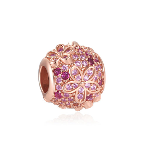 Rose Gold Flower Ball Charm