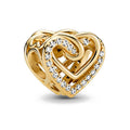 Swirl Diamond Heart Charm - 3 Colors