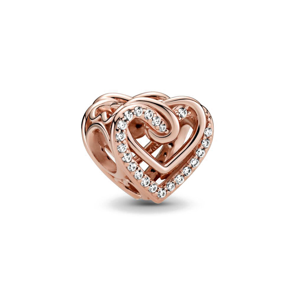 Swirl Diamond Heart Charm