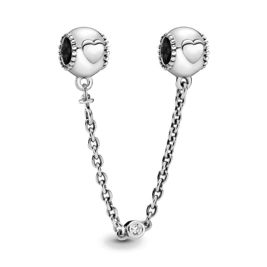 Double Heart Ball Safety Chain