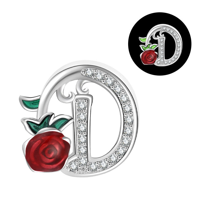 Luminous Rose Letter D Charm