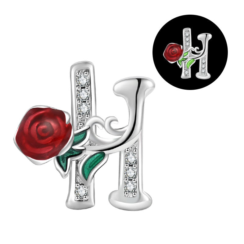 Luminous Rose Letter H Charm
