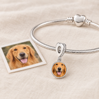 Personalized Custom Paw Photo Charm, next to the original photo