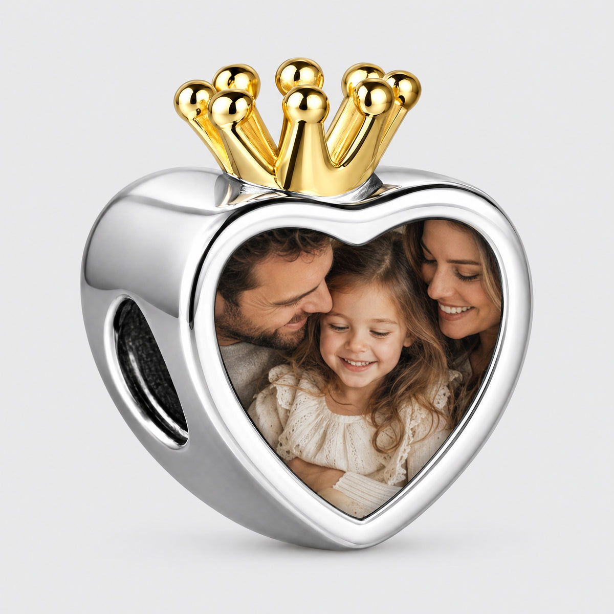 Personalized Custom Photo Engraved Crown Charm, front view