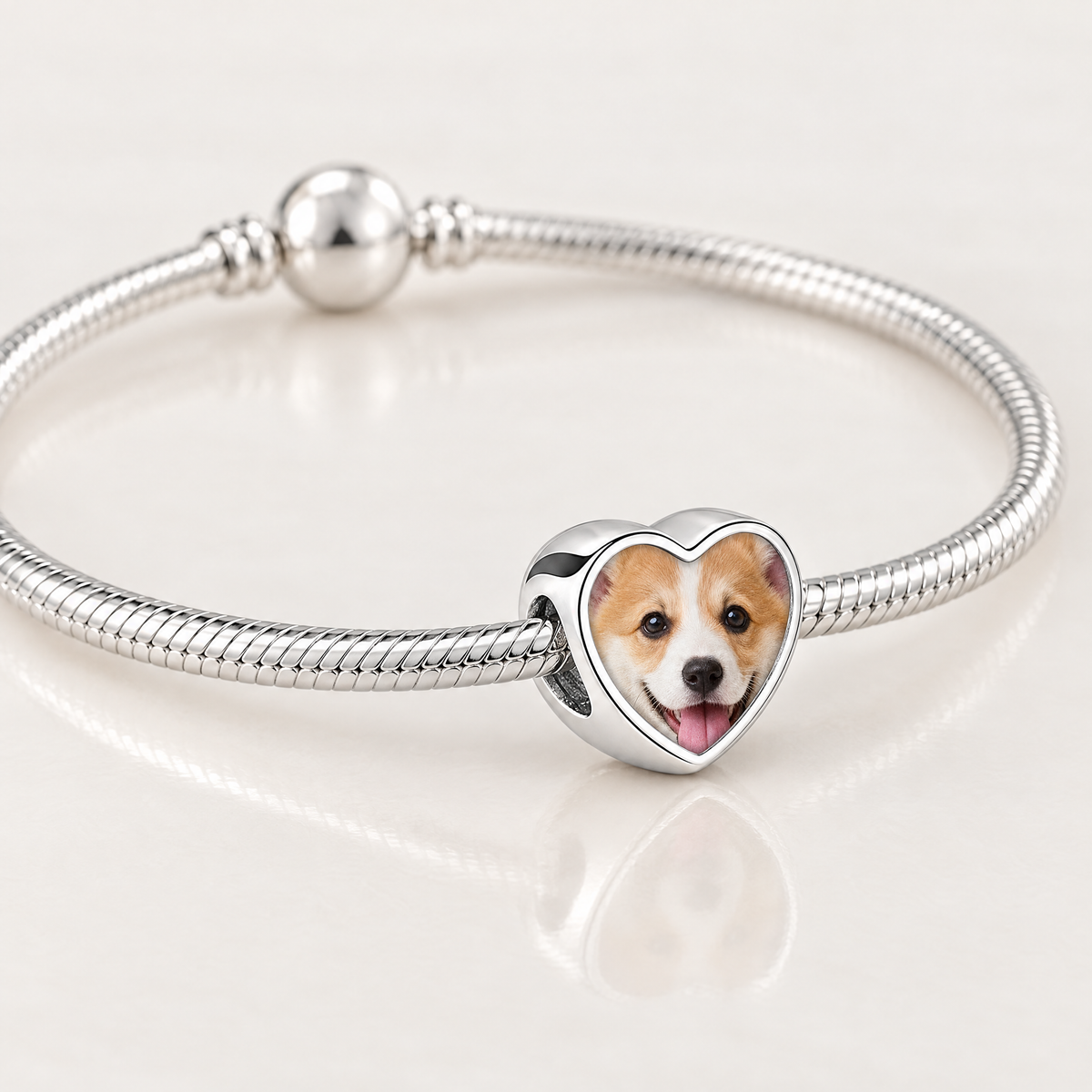 Personalized Custom Photo Dog Bone Charm, close-up detail