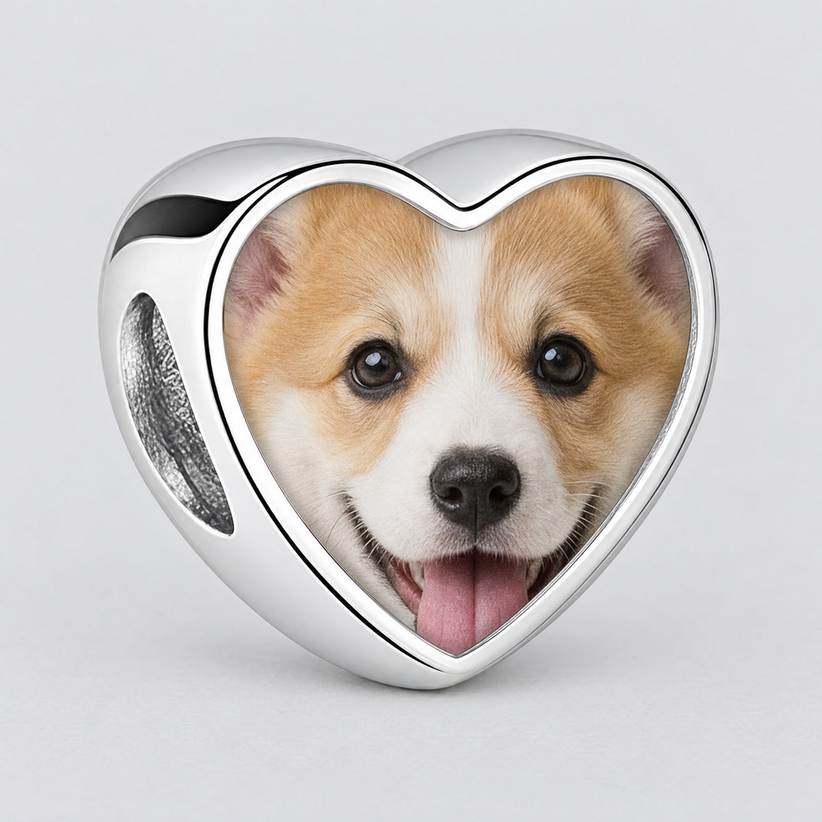 Personalized Custom Photo Dog Bone Charm, front view