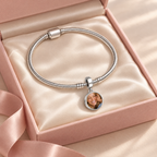 Personalized Custom Photo Forever Love Charm, in an open gift box