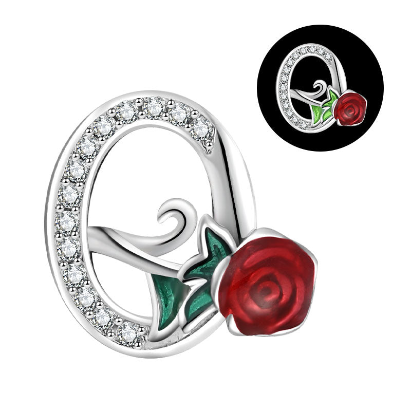 Luminous Rose Letter Q Charm