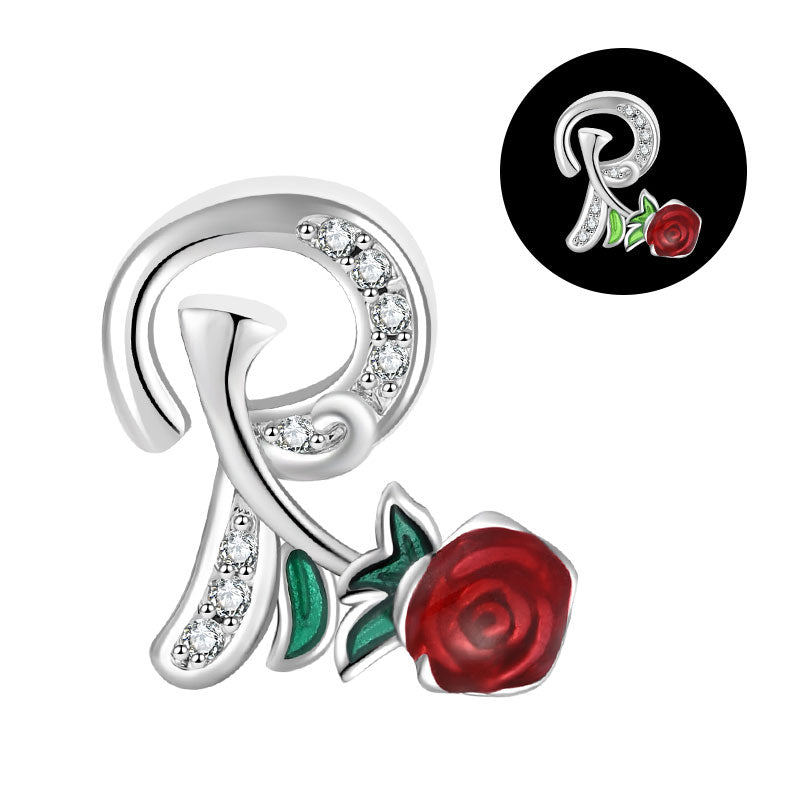 Luminous Rose Letter R Charm